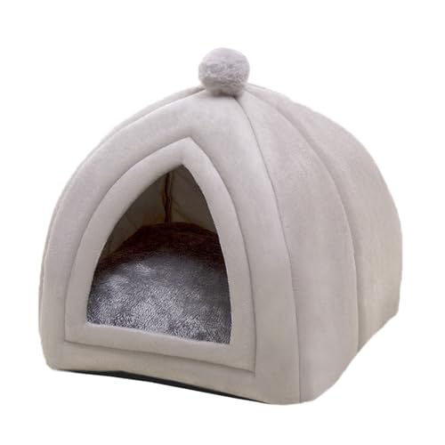 Katzenhöhlenbett, kleines Hundebett, Haustierzelt, Katzenbetthaus mit abnehmbarem, waschbarem Kissen, tragbare Haustiernestmatte, Hundehütte, Möbel für Welpen, Kätzchen (40 x 40 x 42 cm, Grau) von ADUODAO