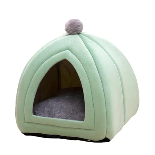 Katzenhöhlenbett, kleines Hundebett, Haustierzelt, Katzenbetthaus mit abnehmbarem, waschbarem Kissen, tragbare Haustiernestmatte, Hundehütte, Möbel für Welpen, Kätzchen (40 x 40 x 42 cm, Grün) von ADUODAO