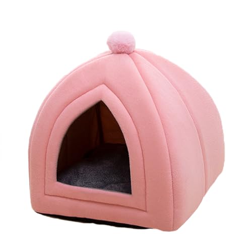 Katzenhöhlenbett, kleines Hundebett, Haustierzelt, Katzenbetthaus mit abnehmbarem, waschbarem Kissen, tragbare Haustiernestmatte, Hundehütte, Möbel für Welpen, Kätzchen (40 x 40 x 42 cm, Rosa) von ADUODAO