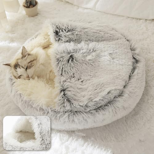 Plüsch-Katzenbett, Donut-Katzenbett, rutschfestes Katzennest, warmes Haustierkissen, Sofa, winddicht, Kätzchen-Schlafsack mit Kapuze, kleines Haustierzelt, waschbar, Anti-Angst-Kätzchenbett Plüsch-Katzenbett, Donut-Katzenbett, rutschfestes Katzennest, warmes Haustierkissen, Sofa, winddicht, Kätzchen-Schlafsack mit Kapuze, kleines Haustierzelt, waschbar, Anti-Angst-Kätzchenbett von ADUODAO