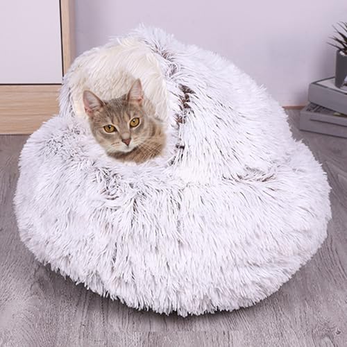 Rundes Haustierhaus, Katzennest mit Kapuze, winddicht, beruhigendes Katzenbett für den Innenbereich, Anti-Angst, Donut-Kuschelnest mit rutschfester Unterseite, Haustierschlafsack (Durchmesser: 40 cm Rundes Haustierhaus, Katzennest mit Kapuze, winddicht, beruhigendes Katzenbett für den Innenbereich, Anti-Angst, Donut-Kuschelnest mit rutschfester Unterseite, Haustierschlafsack (Durchmesser: 40 cm von ADUODAO