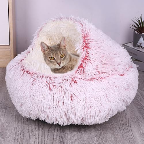 Rundes Haustierhaus, Katzennest mit Kapuze, winddicht, beruhigendes Katzenbett für den Innenbereich, Anti-Angst, Donut-Kuschelnest mit rutschfester Unterseite, Haustierschlafsack (Durchmesser: 65 cm Rundes Haustierhaus, Katzennest mit Kapuze, winddicht, beruhigendes Katzenbett für den Innenbereich, Anti-Angst, Donut-Kuschelnest mit rutschfester Unterseite, Haustierschlafsack (Durchmesser: 65 cm von ADUODAO