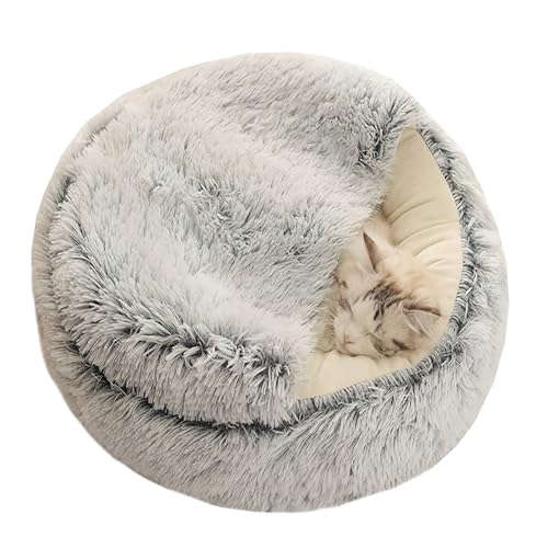 Rundes Katzenbett für den Innenbereich, Katzenhöhle mit Kapuze, Plüsch-Hundekissen, warmes Plüschkissen, Sofa für Kätzchen und Welpen, rutschfestes Donut-Hundenest, Haustier-Schlafkissen (Durchmesser Rundes Katzenbett für den Innenbereich, Katzenhöhle mit Kapuze, Plüsch-Hundekissen, warmes Plüschkissen, Sofa für Kätzchen und Welpen, rutschfestes Donut-Hundenest, Haustier-Schlafkissen (Durchmesser von ADUODAO