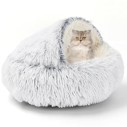 Weiches Katzen-Schlafbett für den Innenbereich, Donut-Kuschel-Katzennest mit rutschfester Unterseite, Haustierhöhle mit Kapuze für kleine, mittelgroße Haustiere und Hunde, gemütliches Weiches Katzen-Schlafbett für den Innenbereich, Donut-Kuschel-Katzennest mit rutschfester Unterseite, Haustierhöhle mit Kapuze für kleine, mittelgroße Haustiere und Hunde, gemütliches von ADUODAO
