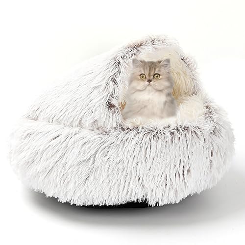 Weiches Katzen-Schlafbett für den Innenbereich, Donut-Kuschel-Katzennest mit rutschfester Unterseite, Haustierhöhle mit Kapuze für kleine, mittelgroße Haustiere und Hunde, gemütliches von ADUODAO