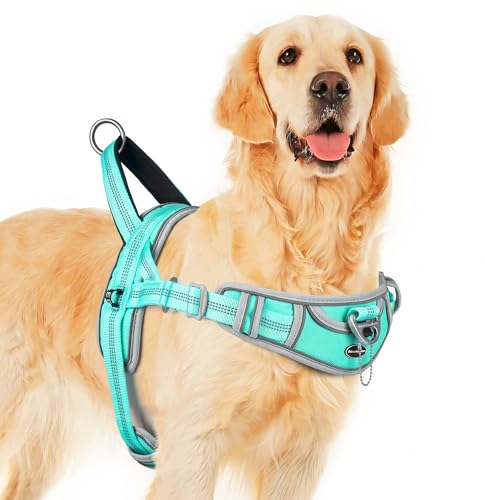 ADVENTUREMORE Großes Hundegeschirr, kein Ziehen, Sport-Halftergeschirr, reflektierend, atmungsaktiv, ausbruchsicher, mit einfacher Kontrolle, Frontclip, Griff für Training, Spazierengehen, XL, von ADVENTUREMORE