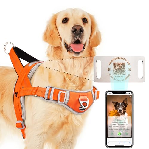 ADVENTUREMORE Hundegeschirr gegen Ziehen, mit QR-Code, Hundemarke, verstellbar, reflektierend, atmungsaktiv, ausbruchsicher, mit einfacher Kontrolle, Frontclip-Griff für Training, Spazierengehen, XL, ADVENTUREMORE Hundegeschirr gegen Ziehen, mit QR-Code, Hundemarke, verstellbar, reflektierend, atmungsaktiv, ausbruchsicher, mit einfacher Kontrolle, Frontclip-Griff für Training, Spazierengehen, XL, von ADVENTUREMORE