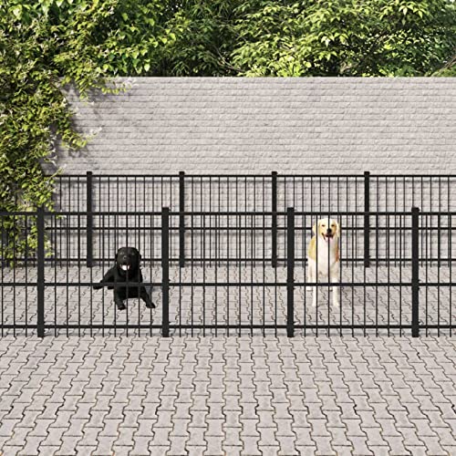 ADWOA Outdoor-Hundezwinger Stahl 16,94 m² Absperrnetz Hundetoilette FüR GroßE Hunde von ADWOA