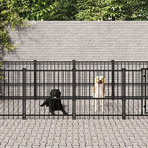 ADWOA Outdoor-Hundezwinger Stahl 7,51 m² HundezubehöR HundekäFig FüR Zuhause Gitterbox Hund von ADWOA