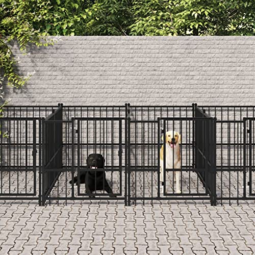 ADWOA Outdoor-Hundezwinger Stahl 9,38 m² Gitterbox Hund Freigehege Kleintiergehege von ADWOA