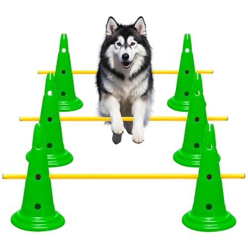 AEDNX Agility-Hürden-Kegel-Set für Hunde, Agility-Kurs, Hinterhof-Set mit 6 Agility-Kegeln, 3 Agility-Ruten, Agility-Trainingsausrüstung, höhenverstellbares Hindernis mit Aufbewahrungstasche AEDNX Agility-Hürden-Kegel-Set für Hunde, Agility-Kurs, Hinterhof-Set mit 6 Agility-Kegeln, 3 Agility-Ruten, Agility-Trainingsausrüstung, höhenverstellbares Hindernis mit Aufbewahrungstasche von AEDNX