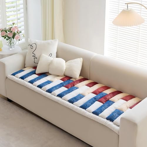 AEEISHOMEREFORM Couchüberzüge für Hunde Waschbar, rutschfester Sofaschoner, haustierfreundlich, 3-Kissen, Kristallsamt Nadelstreifen-Möbelbezug (Blau, 70 x 180 cm) von AEEISHOMEREFORM