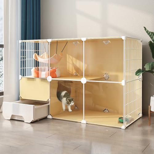 AEGCAOJH Katzengehege für den Innenbereich, Katzenzwinger, Katzenlaufstall für Hauskatzen, Haustierkäfig, DIY-Katzengehege, großer Laufstall, Abnehmbarer Metalldraht, großer Übungsbereich, von AEGCAOJH