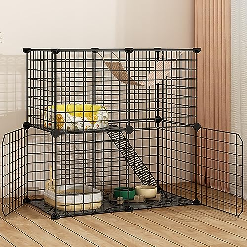 AEGCAOJH Katzengehege für den Innenbereich, großer Katzenkäfig, Drahtzaun, Abnehmbarer DIY-Hundekäfig, Katzentransportbox, Haustierspielplatz, Kratzbaum, ideal für 1–2 Katzen, Katzenzaun fü von AEGCAOJH