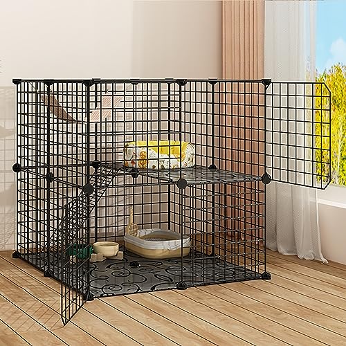 AEGCAOJH Katzengehege für den Innenbereich, großer Katzenkäfig, Drahtzaun, Abnehmbarer DIY-Hundekäfig, Katzentransportbox, Haustierspielplatz, Kratzbaum, ideal für 1–2 Katzen, Katzenzaun fü von AEGCAOJH