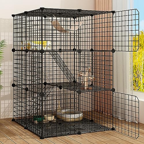 AEGCAOJH Katzengehege für den Innenbereich, großer Katzenkäfig, Drahtzaun, Abnehmbarer DIY-Hundekäfig, Katzentransportbox, Haustierspielplatz, Kratzbaum, ideal für 1–2 Katzen, Katzenzaun fü von AEGCAOJH