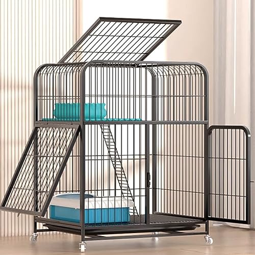 AEGCAOJH Katzenkäfig für den Innenbereich, supergroßer Katzenzaun aus Draht, Katzenzaun für den Außenbereich, Wohnmobil-Katzenzaun mit Rädern, abnehmbar, befestigt mit Tablett, leicht zu re von AEGCAOJH