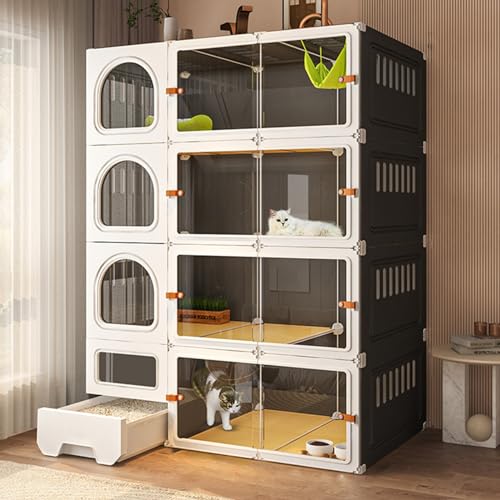 AEGCAOJH Katzenkäfige für den Innenbereich, Chinchillakäfig, Katzengehege, DIY-Katzenlaufstall, HD-transparent, neu verbesserte Schiebetür, einfach zu montieren, ideal für 1–2 Kätzchen (Far von AEGCAOJH
