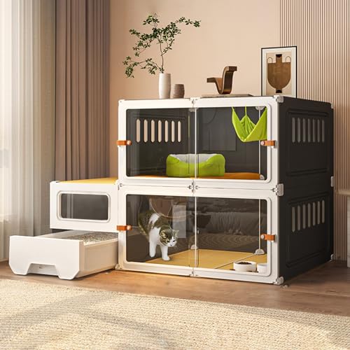 AEGCAOJH Katzenkäfige für den Innenbereich, Chinchillakäfig, Katzengehege, DIY-Katzenlaufstall, HD-transparent, neu verbesserte Schiebetür, einfach zu montieren, ideal für 1–2 Kätzchen (Far AEGCAOJH Katzenkäfige für den Innenbereich, Chinchillakäfig, Katzengehege, DIY-Katzenlaufstall, HD-transparent, neu verbesserte Schiebetür, einfach zu montieren, ideal für 1–2 Kätzchen (Far von AEGCAOJH
