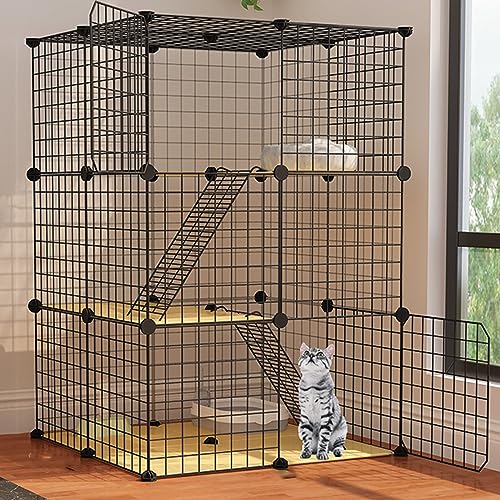 Katzenkäfig, Draht, DIY-Katzenzaun, Camping, Reisen, einfach zu montierender Katzenzaun, ideal für eine oder zwei Katzen, Chinchilla, Meerschweinchenkäfig, großer Übungsort für Hau Katzenkäfig, Draht, DIY-Katzenzaun, Camping, Reisen, einfach zu montierender Katzenzaun, ideal für eine oder zwei Katzen, Chinchilla, Meerschweinchenkäfig, großer Übungsort für Hau von AEGCAOJH