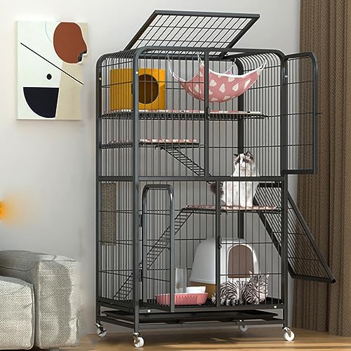 Katzenkäfig DIY Doppelschichtiger Katzenkäfig Metall-Katzenzaun Outdoor-Katzenzaun Kleintier-Reise-Campingzaun Einfach zu montieren Mit leicht zu reinigender Ablage (Farbe: Schwarz Katzenkäfig DIY Doppelschichtiger Katzenkäfig Metall-Katzenzaun Outdoor-Katzenzaun Kleintier-Reise-Campingzaun Einfach zu montieren Mit leicht zu reinigender Ablage (Farbe: Schwarz von AEGCAOJH