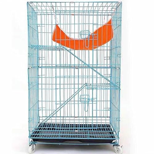 Katzenkäfig Haustierkäfig Mehrstöckiges Wohnumfeld Geräumiger und komfortabler Hunde-/Meerschweinchenkäfig Ideal für Kleintiere Leicht zu reinigende Balkon-Katzenzucht (Farbe: Blau von AEGCAOJH
