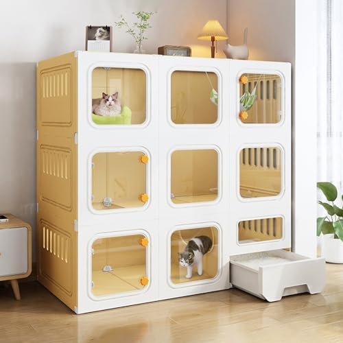 Katzenkäfig – Katzengehege, Katzenkisten für Hauskatzen, DIY-Katzenkäfige mit 2/3 Ebenen für den Heimgebrauch, Katzenkäfige für den Innenbereich, einfach zusammenzubauen (Farbe: Ge Katzenkäfig – Katzengehege, Katzenkisten für Hauskatzen, DIY-Katzenkäfige mit 2/3 Ebenen für den Heimgebrauch, Katzenkäfige für den Innenbereich, einfach zusammenzubauen (Farbe: Ge von AEGCAOJH