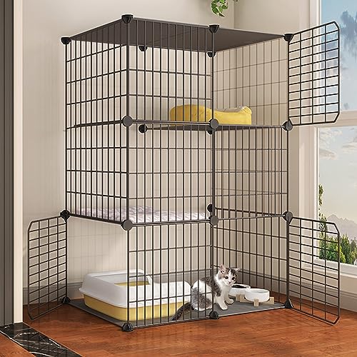 Katzenkäfig für den Innenbereich, Katzenzaun für den Haushalt, für Reisen, Camping, für den Außenbereich, faltbar, geeignet für Kleintierkäfige, Frettchen, Chinchillakäfige, großer Katzenkäfig für den Innenbereich, Katzenzaun für den Haushalt, für Reisen, Camping, für den Außenbereich, faltbar, geeignet für Kleintierkäfige, Frettchen, Chinchillakäfige, großer von AEGCAOJH
