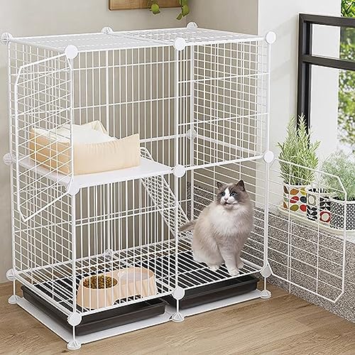 Katzenkäfig für den Innenbereich, Metalldraht, DIY, erweiterbarer Katzenzaun, Wohnmobil, Reisen, Außenbereich, einfach zu montieren, Verschlüsselungsintervalllücke, Chinchilla, Fre von AEGCAOJH
