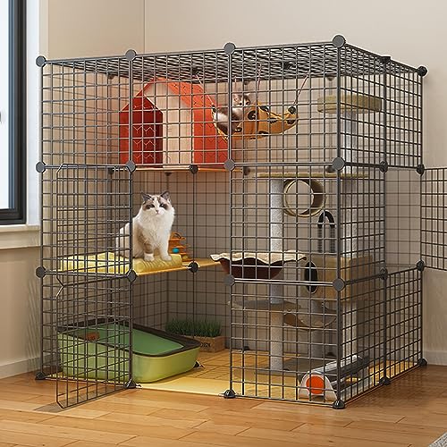 Katzenkäfig für den Innenbereich, großer Katzenzaun aus Metall, Käfig für Meerschweinchen und Frettchen, leicht zu montierender Katzenzaun, Katzenkäfig für unterwegs, ideal für Kle Katzenkäfig für den Innenbereich, großer Katzenzaun aus Metall, Käfig für Meerschweinchen und Frettchen, leicht zu montierender Katzenzaun, Katzenkäfig für unterwegs, ideal für Kle von AEGCAOJH