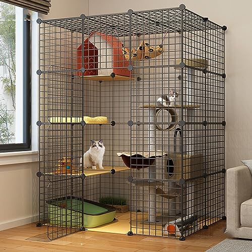 Katzenkäfig für den Innenbereich, großer Katzenzaun aus Metall, Käfig für Meerschweinchen und Frettchen, leicht zu montierender Katzenzaun, Katzenkäfig für unterwegs, ideal für Kle Katzenkäfig für den Innenbereich, großer Katzenzaun aus Metall, Käfig für Meerschweinchen und Frettchen, leicht zu montierender Katzenzaun, Katzenkäfig für unterwegs, ideal für Kle von AEGCAOJH