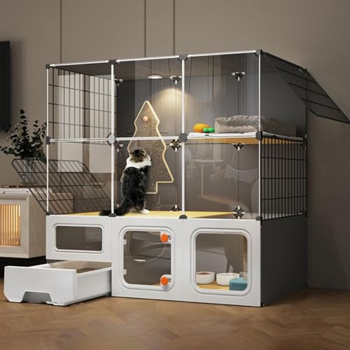 Katzenkäfige für den Innenbereich – Kätzchenkäfig für Hauskatzen, belüftet, atmungsaktiv, robust und langlebig, großer Auslauf, ideal für 1–2 Katzen (Farbe: Schwarz, Größe: 107 x 4 Katzenkäfige für den Innenbereich – Kätzchenkäfig für Hauskatzen, belüftet, atmungsaktiv, robust und langlebig, großer Auslauf, ideal für 1–2 Katzen (Farbe: Schwarz, Größe: 107 x 4 von AEGCAOJH