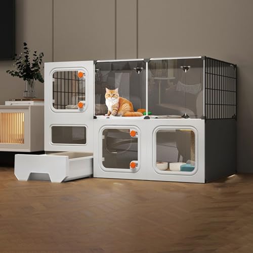 Katzenkäfige für den Innenbereich – Kätzchenkäfig für Hauskatzen, belüftet, atmungsaktiv, robust und langlebig, großer Auslauf, ideal für 1–2 Katzen (Farbe: Schwarz, Größe: 107 x 4 Katzenkäfige für den Innenbereich – Kätzchenkäfig für Hauskatzen, belüftet, atmungsaktiv, robust und langlebig, großer Auslauf, ideal für 1–2 Katzen (Farbe: Schwarz, Größe: 107 x 4 von AEGCAOJH