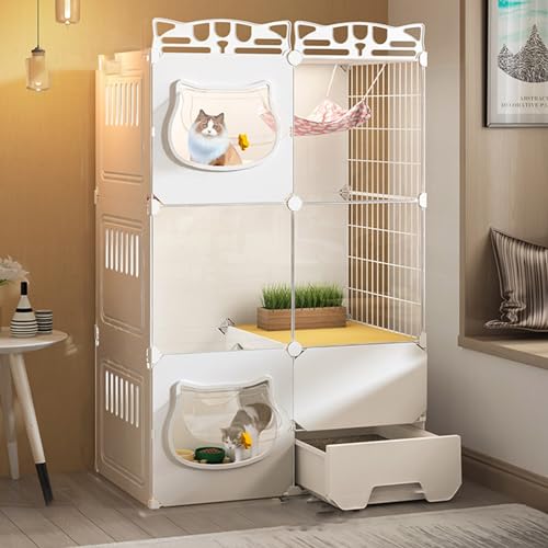 Katzenzwinger für Hauskatzen mit Katzentoilette, Haustierkäfig, Hundekiste, transparentes, stabiles Haustierhaus, supergroßer Freiraum, luxuriöse Katzenvilla, leere Käfige (Größe: Katzenzwinger für Hauskatzen mit Katzentoilette, Haustierkäfig, Hundekiste, transparentes, stabiles Haustierhaus, supergroßer Freiraum, luxuriöse Katzenvilla, leere Käfige (Größe: von AEGCAOJH