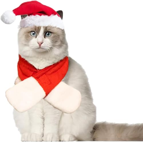 AEGISTO Hund Katze Haustier Nikolausmütze mit Schal, Weihnachtskostüm Set Haustier Katze Welpe Hund Weihnachtsmann Mütze und Schal Weihnachten Haustier Kostüm Zubehör für Weihnachtsdekoration Cosplay AEGISTO Hund Katze Haustier Nikolausmütze mit Schal, Weihnachtskostüm Set Haustier Katze Welpe Hund Weihnachtsmann Mütze und Schal Weihnachten Haustier Kostüm Zubehör für Weihnachtsdekoration Cosplay von AEGISTO
