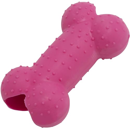 AERZETIX - C68572 - Kauspielzeug für Hunde hundeleckerli-Spender in knochenform 80 mm mit noppen - wurf- und fangspiele für Haustiere - aus Gummi - Farbe rosa von AERZETIX