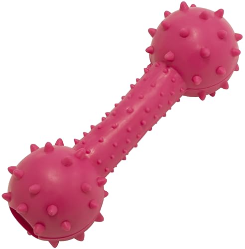 AERZETIX - C68575 - Kauspielzeug für Hunde in Hantelform 135 mm - wurf- und fangspiele für Haustiere - aus Gummi und Metall - Farbe rosa von AERZETIX