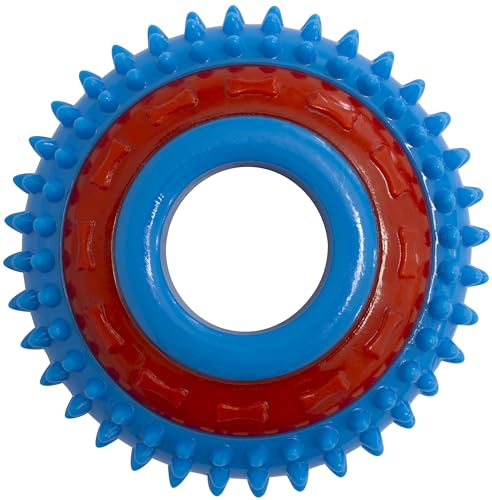 AERZETIX - C68585 - Kauspielzeug für Hunde Ø65 mm in Form eines Rades mit stacheln - wurf- und fangspiele für Haustiere - aus Gummi - Farbe blau und rot von AERZETIX