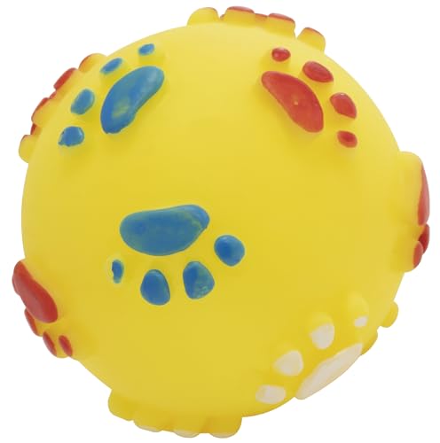 AERZETIX - C68605 - Kauspielzeug für Hunde in Form Einer Kugel/Ball Ø55 mm pfotenmotive - wurf- und fangspiele für Haustiere - aus Gummi - Farbe gelb von AERZETIX