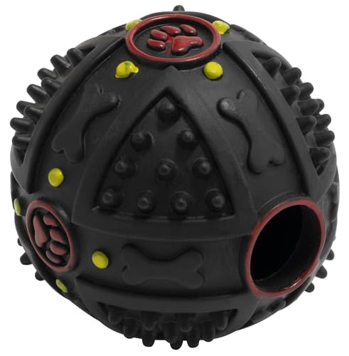 AERZETIX - C68610 - Kauspielzeug für Hunde - mit ton - kugelförmiger krokettenspender - mit noppen Ø74 mm - aus Gummi - Farbe schwarz von AERZETIX