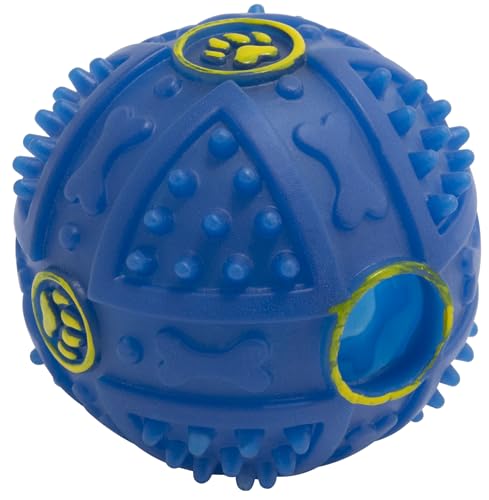 AERZETIX - C68611 - Kauspielzeug für Hunde - mit ton - kugelförmiger krokettenspender - mit noppen Ø74 mm - aus Gummi - Farbe blau von AERZETIX