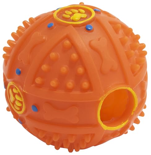 AERZETIX - C68612 - Kauspielzeug für Hunde - mit ton - kugelförmiger krokettenspender - mit noppen Ø74 mm - aus Gummi - Farbe orange von AERZETIX