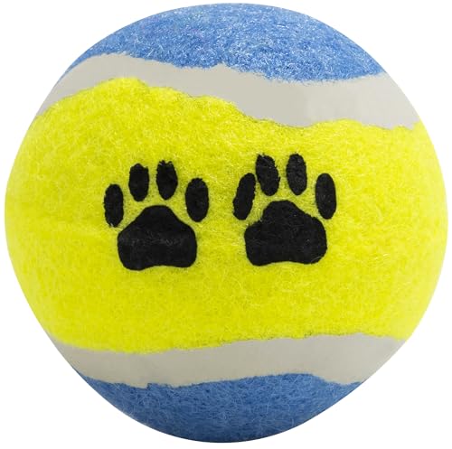 AERZETIX - C68613 - Katapultball Ø64 mm für Hunde mit pfotenmotiven - wurfspiele apportieren Haustiere - Farbe: blau und sprudelnd gelb von AERZETIX