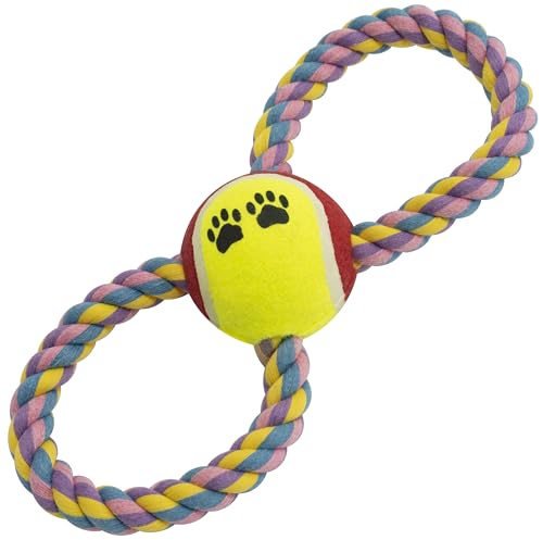 AERZETIX - C68628 - Kauspielzeug Ball mit Seil Ø64 mm für Hunde - wurf- und fangspiele für Haustiere - Farbe rot gelb von AERZETIX
