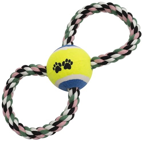 AERZETIX - C68631 - Kauspielzeug Ball mit Seil Ø64 mm für Hunde - wurf- und fangspiele für Haustiere - Farbe blau-gelb von AERZETIX