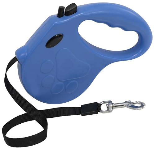 AERZETIX - C68729 - Automatische einziehbare gurtbandleine für Hunde 5 m 35 kg mit pfotenmuster - Farbe blau - sicherheitsgeschirr für Haustiere von AERZETIX