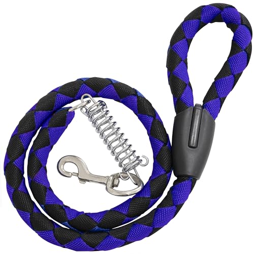 AERZETIX - C68761 - Geflochtene Leine für Hunde mit karabinerhaken und Feder 126 cm - zubehör für den Spaziergang - hundeleine sicherheitsgeschirr für Haustiere - Farbe blau und schwarz von AERZETIX