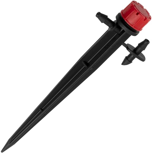 AERZETIX - Set mit 10 einstellbaren Bewässerungstropfern auf Stab mit abnehmbarem Anschluss Durchflussrate 0-70 l/h für Mikroröhrchen Ø6mm Abdeckung 360° - Tropfstrahler - Kunststoff von AERZETIX