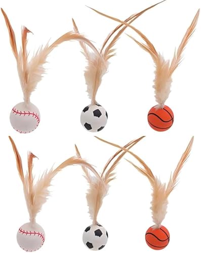 AESZITTEW Hüpfball für Katzen, Federspielzeug, Bälle, Schwanz, Unterhaltung, interaktiver Ball für Hunde, Haustierspielzeug, Geschenk, 6 Stück AESZITTEW Hüpfball für Katzen, Federspielzeug, Bälle, Schwanz, Unterhaltung, interaktiver Ball für Hunde, Haustierspielzeug, Geschenk, 6 Stück von AESZITTEW