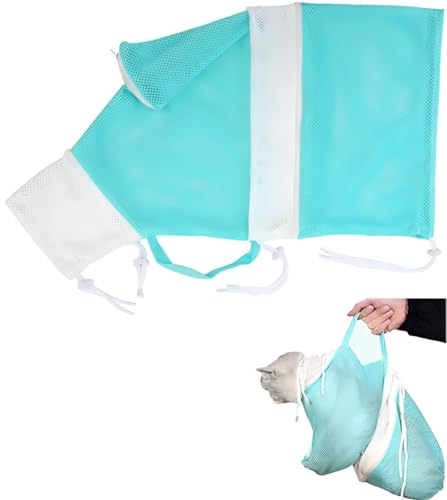 AESZITTEW Katzenbadetasche, verstellbare Hunde-Reinigungsnetztasche, Haustier-Duschnetztasche, Anti-Biss-Kratz-Fassungstasche zum Nageltrimmen (#2) von AESZITTEW